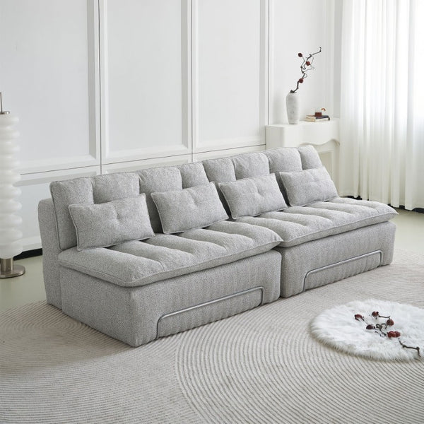 English Elm 52.36 Inch Modular Linen Cloud Loveseat with Steel Base for Modern Living Rooms Light Grey W579P537793