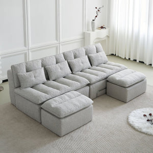English Elm 52.36 Inch Modular Linen Cloud Loveseat with Steel Base for Modern Living Rooms Light Grey W579P537793