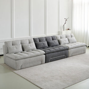 English Elm 52.36 Inch Modular Linen Cloud Loveseat with Steel Base for Modern Living Rooms Light Grey W579P537793