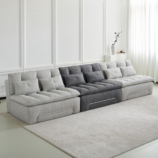 English Elm 52.36 Inch Modular Linen Cloud Loveseat with Steel Base for Modern Living Rooms Light Grey W579P537793