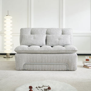 English Elm 52.36 Inch Modular Linen Cloud Loveseat with Steel Base for Modern Living Rooms Light Grey W579P537793
