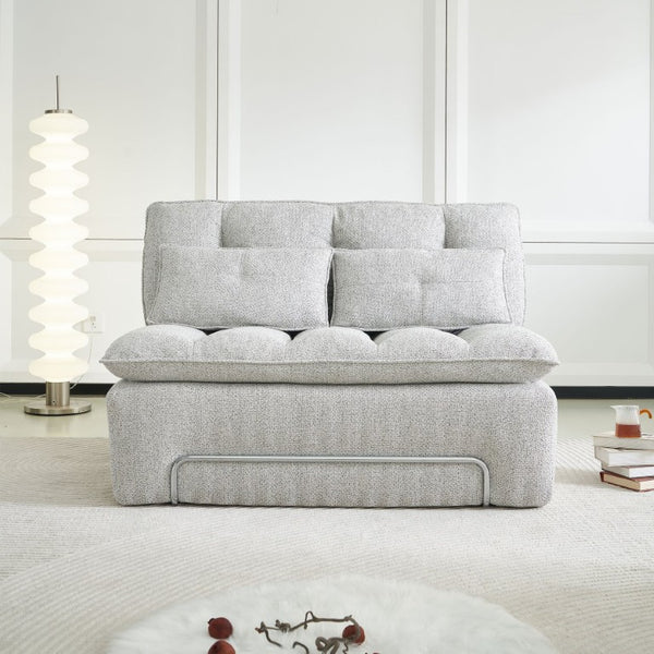 English Elm 52.36 Inch Modular Linen Cloud Loveseat with Steel Base for Modern Living Rooms Light Grey W579P537793