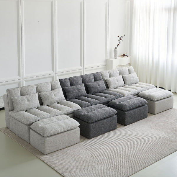 English Elm 52.36 Inch Modular Linen Cloud Loveseat with Steel Base for Modern Living Rooms Light Grey W579P537793