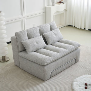 English Elm 52.36 Inch Modular Linen Cloud Loveseat with Steel Base for Modern Living Rooms Light Grey W579P537793