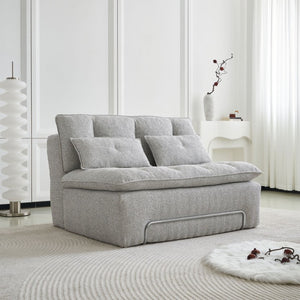 English Elm 52.36 Inch Modular Linen Cloud Loveseat with Steel Base for Modern Living Rooms Light Grey W579P537793
