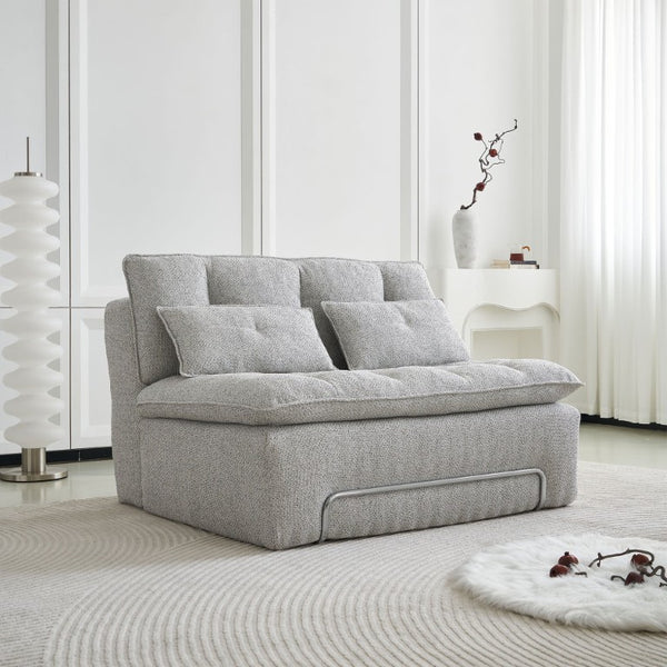 English Elm 52.36 Inch Modular Linen Cloud Loveseat with Steel Base for Modern Living Rooms Light Grey W579P537793