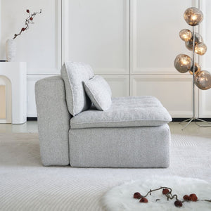 English Elm 52.36 Inch Modular Linen Cloud Loveseat with Steel Base for Modern Living Rooms Light Grey W579P537793