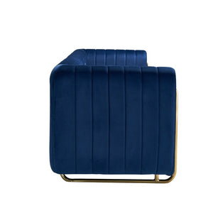 English Elm Contemporary Channel Tufted Velvet Sofa with Pocket Spring Seats and Gold Metal Legs W579S00045