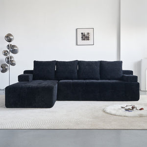 English Elm Modern Chenille L-shaped Sectional with Built-in Charging Pad and Reversible Chaise W579S00060