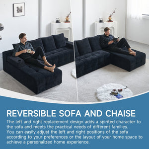 English Elm Modern Chenille L-shaped Sectional with Built-in Charging Pad and Reversible Chaise W579S00060