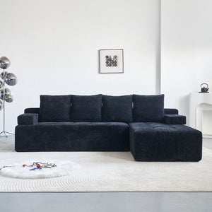 English Elm Modern Chenille L-shaped Sectional with Built-in Charging Pad and Reversible Chaise W579S00060