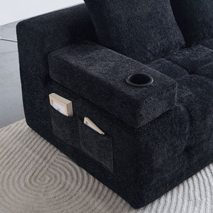 English Elm Modern Chenille L-shaped Sectional with Built-in Charging Pad and Reversible Chaise W579S00060