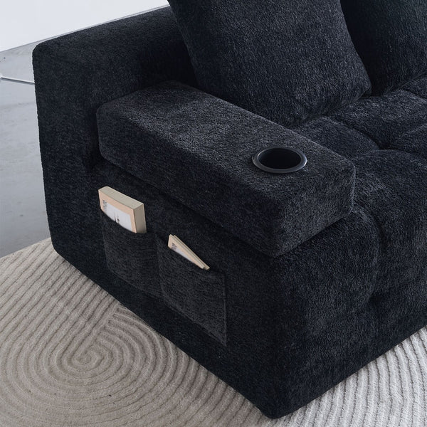 English Elm Modern Chenille L-shaped Sectional with Built-in Charging Pad and Reversible Chaise W579S00060