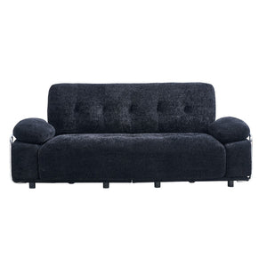 English Elm 88.98'' Chenille Upholstered Modern Sofa Chrome Arched Arms Living Room Seating Black W579S00063