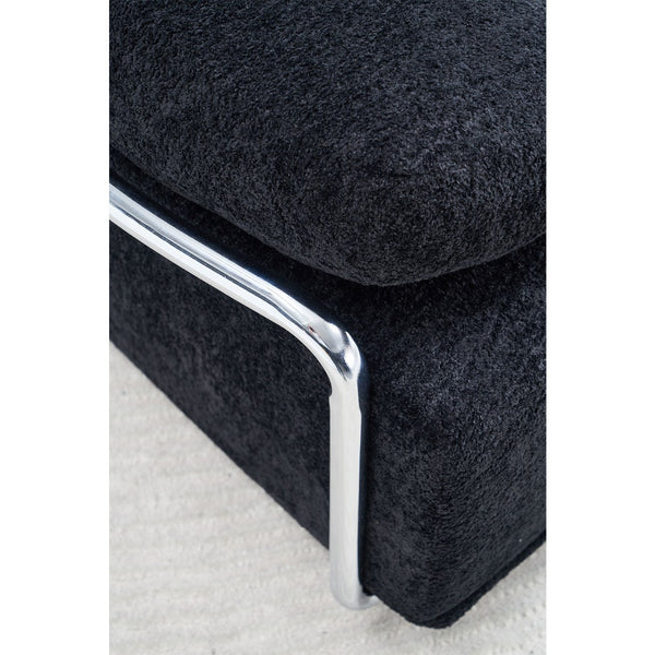 English Elm 88.98'' Chenille Upholstered Modern Sofa Chrome Arched Arms Living Room Seating Black W579S00063