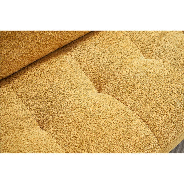 English Elm 88.98'' Chenille Upholstered Modern Sofa Chrome Arched Arms Living Room Seating Yellow W579S00064