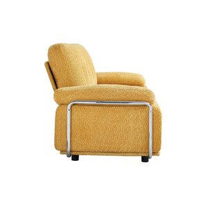 English Elm 88.98'' Chenille Upholstered Modern Sofa Chrome Arched Arms Living Room Seating Yellow W579S00064
