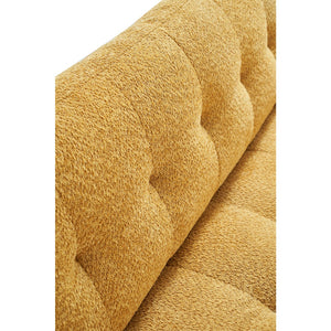 English Elm 88.98'' Chenille Upholstered Modern Sofa Chrome Arched Arms Living Room Seating Yellow W579S00064
