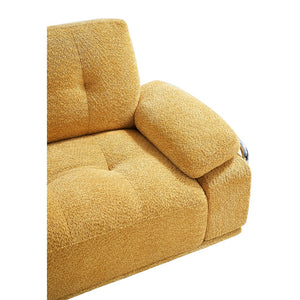 English Elm 88.98'' Chenille Upholstered Modern Sofa Chrome Arched Arms Living Room Seating Yellow W579S00064