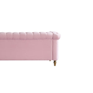 English Elm Chesterfield Button Tufted Velvet Sofa with Gold Trim Feet for Glam Living Rooms W579S00069