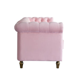 English Elm Chesterfield Button Tufted Velvet Sofa with Gold Trim Feet for Glam Living Rooms W579S00069