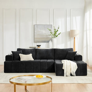 English Elm 108 Inch Chenille Cloud Sectional with Chaise Cooling Gel Foam Assembly Free Couch W5802S00005