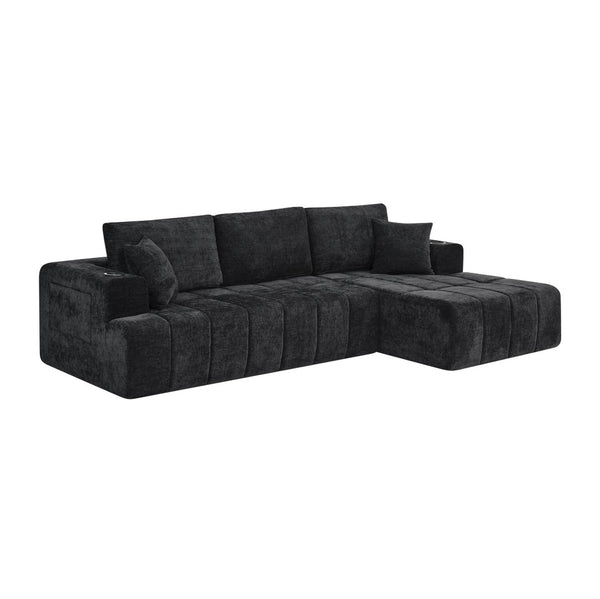 English Elm 108 Inch Chenille Cloud Sectional with Chaise Cooling Gel Foam Assembly Free Couch W5802S00005