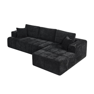 English Elm 108 Inch Chenille Cloud Sectional with Chaise Cooling Gel Foam Assembly Free Couch W5802S00005