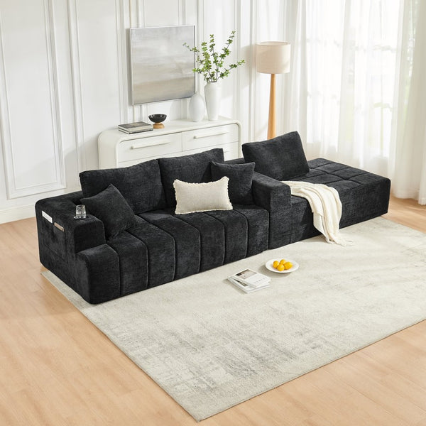 English Elm 108 Inch Chenille Cloud Sectional with Chaise Cooling Gel Foam Assembly Free Couch W5802S00005