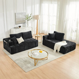English Elm 108 Inch Chenille Cloud Sectional with Chaise Cooling Gel Foam Assembly Free Couch W5802S00005
