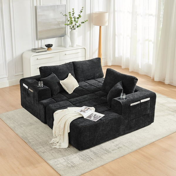 English Elm 108 Inch Chenille Cloud Sectional with Chaise Cooling Gel Foam Assembly Free Couch W5802S00005