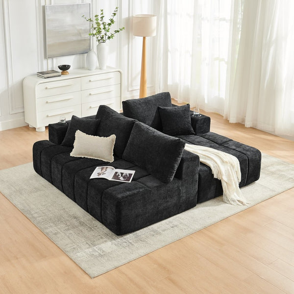 English Elm 108 Inch Chenille Cloud Sectional with Chaise Cooling Gel Foam Assembly Free Couch W5802S00005