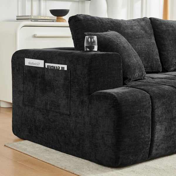 English Elm 108 Inch Chenille Cloud Sectional with Chaise Cooling Gel Foam Assembly Free Couch W5802S00005