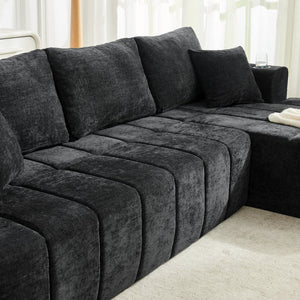 English Elm 108 Inch Chenille Cloud Sectional with Chaise Cooling Gel Foam Assembly Free Couch W5802S00005