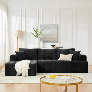 English Elm 108 Inch Cloud Sectional Chenille Sofa with Chaise Cup Holders and Pockets for Living Room W5802S00006