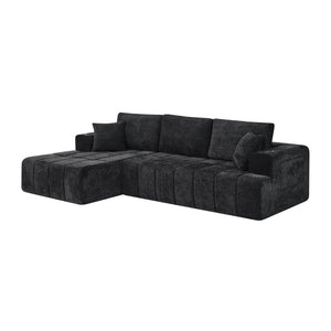 English Elm 108 Inch Cloud Sectional Chenille Sofa with Chaise Cup Holders and Pockets for Living Room W5802S00006