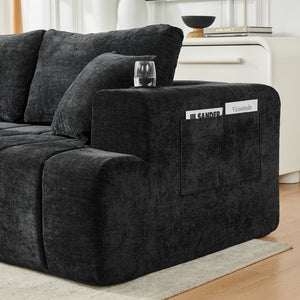 English Elm 108 Inch Cloud Sectional Chenille Sofa with Chaise Cup Holders and Pockets for Living Room W5802S00006