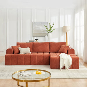 English Elm 108 Inch Cloud Sectional Chenille Couch with Chaise Cup Holders Pockets Living Room W5802S00007