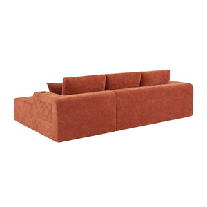 English Elm 108 Inch Cloud Sectional Chenille Couch with Chaise Cup Holders Pockets Living Room W5802S00007