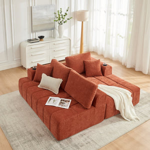 English Elm 108 Inch Cloud Sectional Chenille Couch with Chaise Cup Holders Pockets Living Room W5802S00007