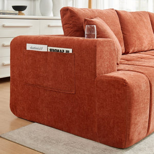 English Elm 108 Inch Cloud Sectional Chenille Couch with Chaise Cup Holders Pockets Living Room W5802S00007