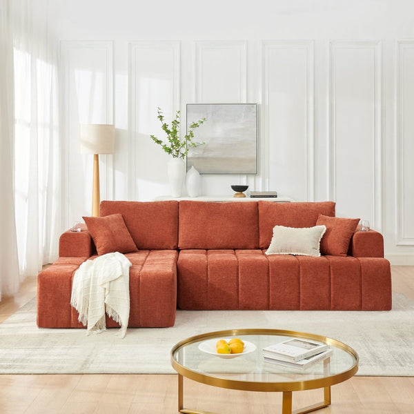 English Elm 108 Inch Cloud Sectional Sofa Plush Chenille Upholstered L Shape Couch with Chaise W5802S00008