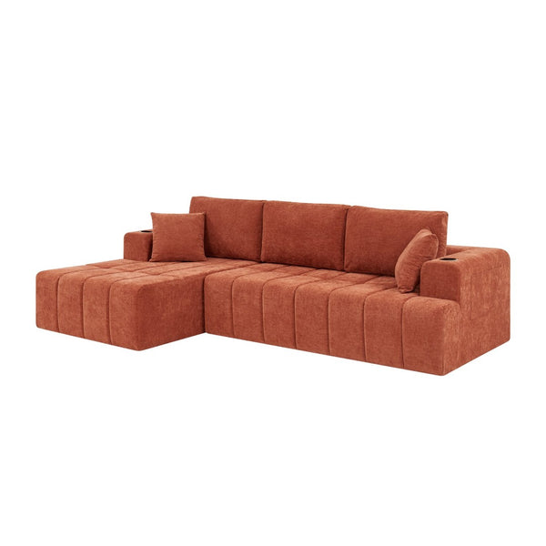 English Elm 108 Inch Cloud Sectional Sofa Plush Chenille Upholstered L Shape Couch with Chaise W5802S00008
