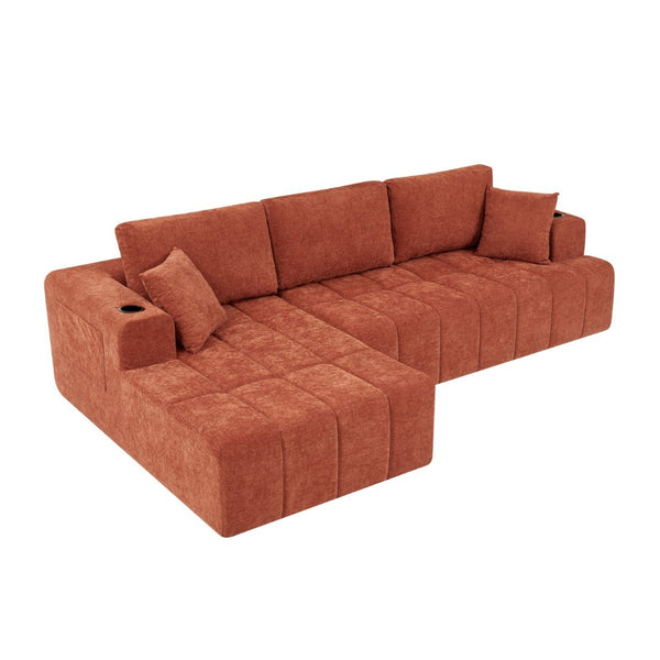 English Elm 108 Inch Cloud Sectional Sofa Plush Chenille Upholstered L Shape Couch with Chaise W5802S00008
