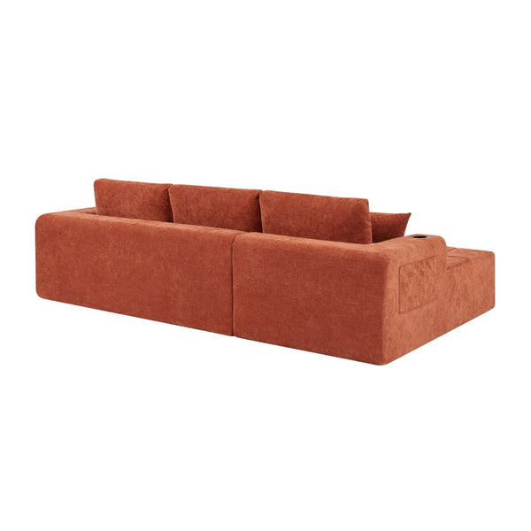 English Elm 108 Inch Cloud Sectional Sofa Plush Chenille Upholstered L Shape Couch with Chaise W5802S00008