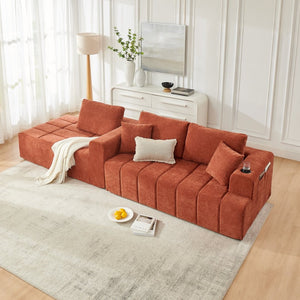 English Elm 108 Inch Cloud Sectional Sofa Plush Chenille Upholstered L Shape Couch with Chaise W5802S00008