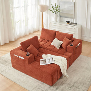 English Elm 108 Inch Cloud Sectional Sofa Plush Chenille Upholstered L Shape Couch with Chaise W5802S00008