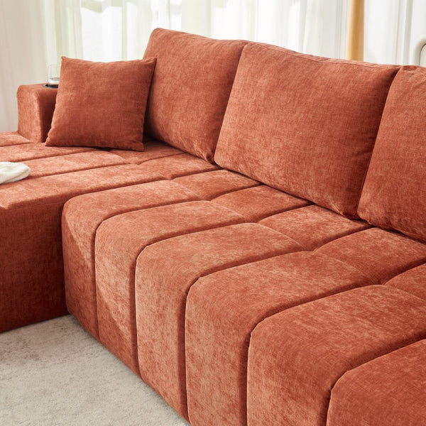 English Elm 108 Inch Cloud Sectional Sofa Plush Chenille Upholstered L Shape Couch with Chaise W5802S00008