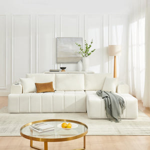 English Elm 108 Inch Cloud Sectional Sofa Plush Chenille L Shape Chaise for Living Room Comfort W5802S00009