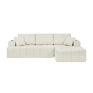English Elm 108 Inch Cloud Sectional Sofa Plush Chenille L Shape Chaise for Living Room Comfort W5802S00009